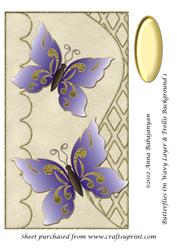 Butterflies on Wavy Layer & Trellis Background 1