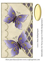 Butterflies on Wavy Layer & Trellis Background 2