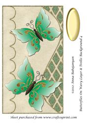Butterflies on Wavy Layer & Trellis Background 4