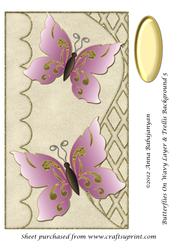 Butterflies on Wavy Layer & Trellis Background 5
