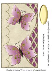 Butterflies on Wavy Layer & Trellis Background 6