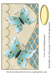Butterflies on Wavy Layer & Trellis Background 8