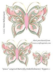 Grace Layered Butterfly Embellishments/ Toppers 1
