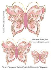 Grace Layered Butterfly Embellishments/ Toppers 3