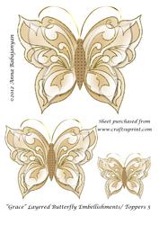 Grace Layered Butterfly Embellishments/ Toppers 5