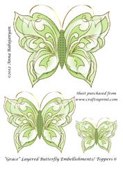 Grace Layered Butterfly Embellishments/ Toppers 6