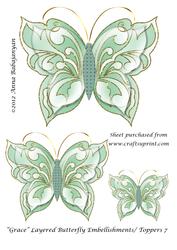 Grace Layered Butterfly Embellishments/ Toppers 7