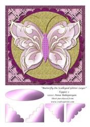 Butterfly on Scalloped Glitter Layer Topper 2
