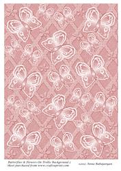 Butterflies & Flowers on Trellis Background 2
