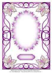 Blank Large Card Front with Swirly Border & Butterflies 1
