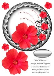 Red Hibiscus Large Round Topper