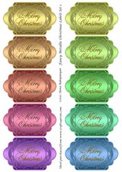 Fancy Metallic Christmas Labels Set 1