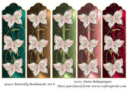 Grace Butterfly Bookmarks Set 6