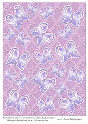 Butterflies & Flowers on Trellis Duo-tone Background 1