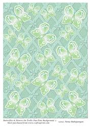 Butterflies & Flowers on Trellis Duo-tone Background 2