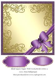 Blank Square Topper with Swirly Border & Bow 9