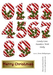 Candy Cane Numbers with Holly