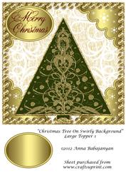 Christmas Tree on Swirly Background Large Topper 1