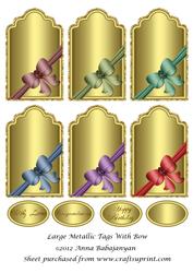 Large Metallic Tags with Bow