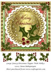 Large Fancy Christmas Topper with Holly 1