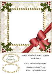Large Blank Christmas Topper with Bow 5