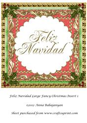 Feliz Navidad Large Fancy Christmas Insert 1