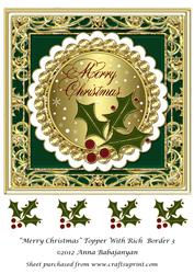 Merry Christmas Topper with Rich Border 3