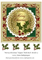 Merry Christmas Topper with Rich Border 9