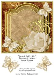 Rose & Butterflies Various Occasions Large Topper