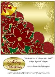 Poinsettias & Christmas Bells Large Square Topper