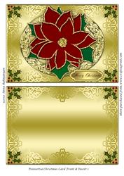 Poinsettia Christmas Card Front & Insert 1
