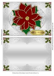 Poinsettia Christmas Card Front & Insert 5