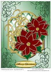 Poinsettias & Swirls A4 Card Front 4