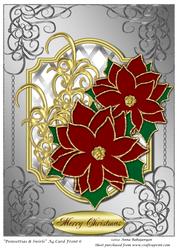 Poinsettias & Swirls A4 Card Front 6