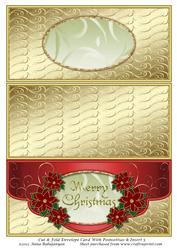 Cut & Fold Envelope Card with Poinsettias & Insert 5