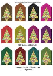 Happy Buttons Christmas Tree Tags Set 1