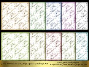 Feliz Navidad Text Large Square Backings Kit