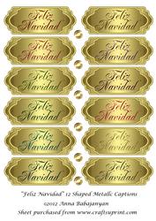 Feliz Navidad 12 Shaped Metallic Captions