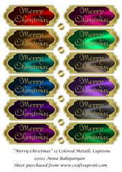 Merry Christmas 12 Colored Metallic Captions