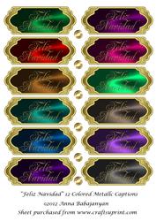 Feliz Navidad 12 Colored Metallic Captions