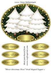 Three Christmas Trees Oval Shaped Topper 1