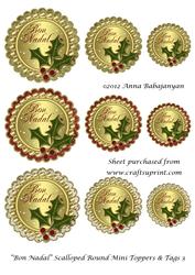 Bon Nadal Scalloped Round Mini Toppers & Tags 3