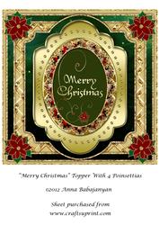 Merry Christmas Topper with 4 Poinsettias