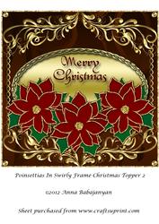 Poinsettias in Swirly Frame Christmas Topper 2