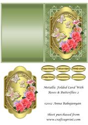 Metallic Folded Card with Roses & Butterflies 2