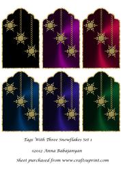 Tags with Three Snowflakes Set 1
