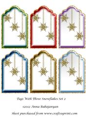 Tags with Three Snowflakes Set 2