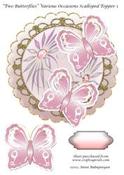 Two Butterflies Various Occasions Scalloped Topper 1