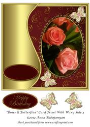 Roses & Butterflies Card Front with Wavy Side 3