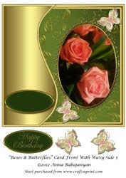 Roses & Butterflies Card Front with Wavy Side 5